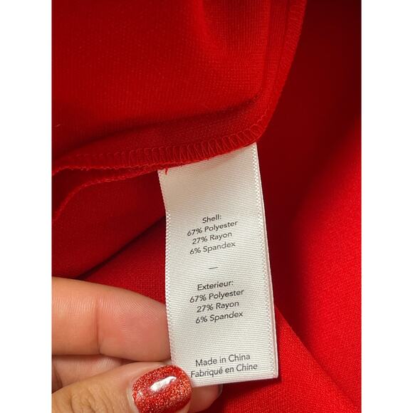 NWT Likely Women's Glam Chic Preppy Ruffle Hem One Shoulder Midi Dress Red 2 - Picture 8 of 11